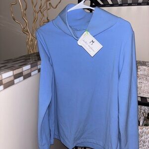 Dudley Stephens Greenpoint Turtleneck Periwinkle Blue Fleece Large New & W/Bag